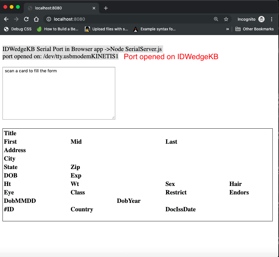 web form IDWedgeKB scan and populate data in form