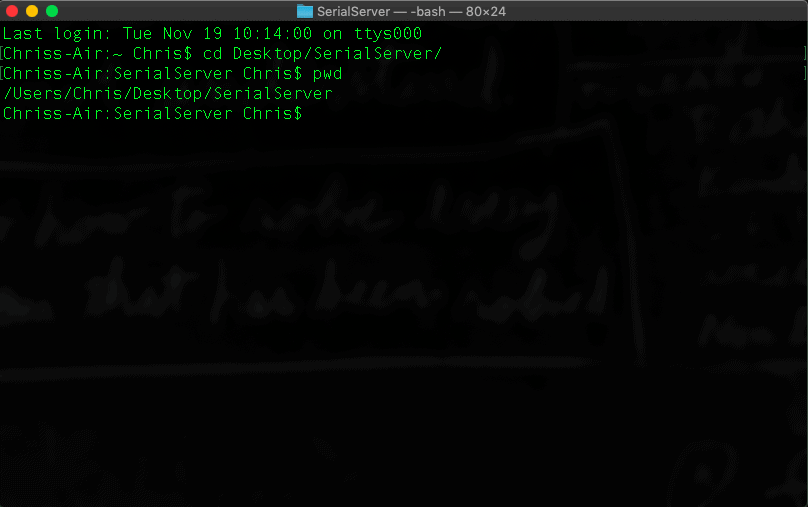 cd terminal command output and pwd terminal command output